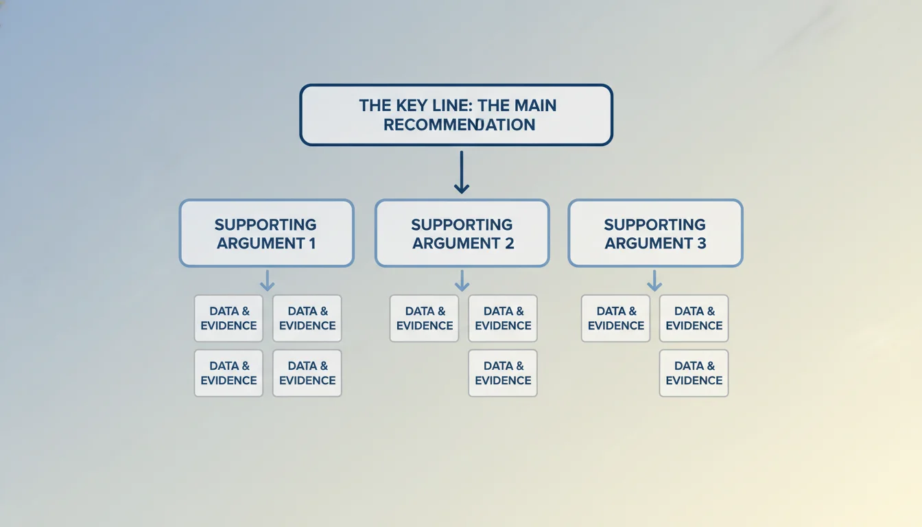 A diagram of the Pyramid Principle. A single box at the top says